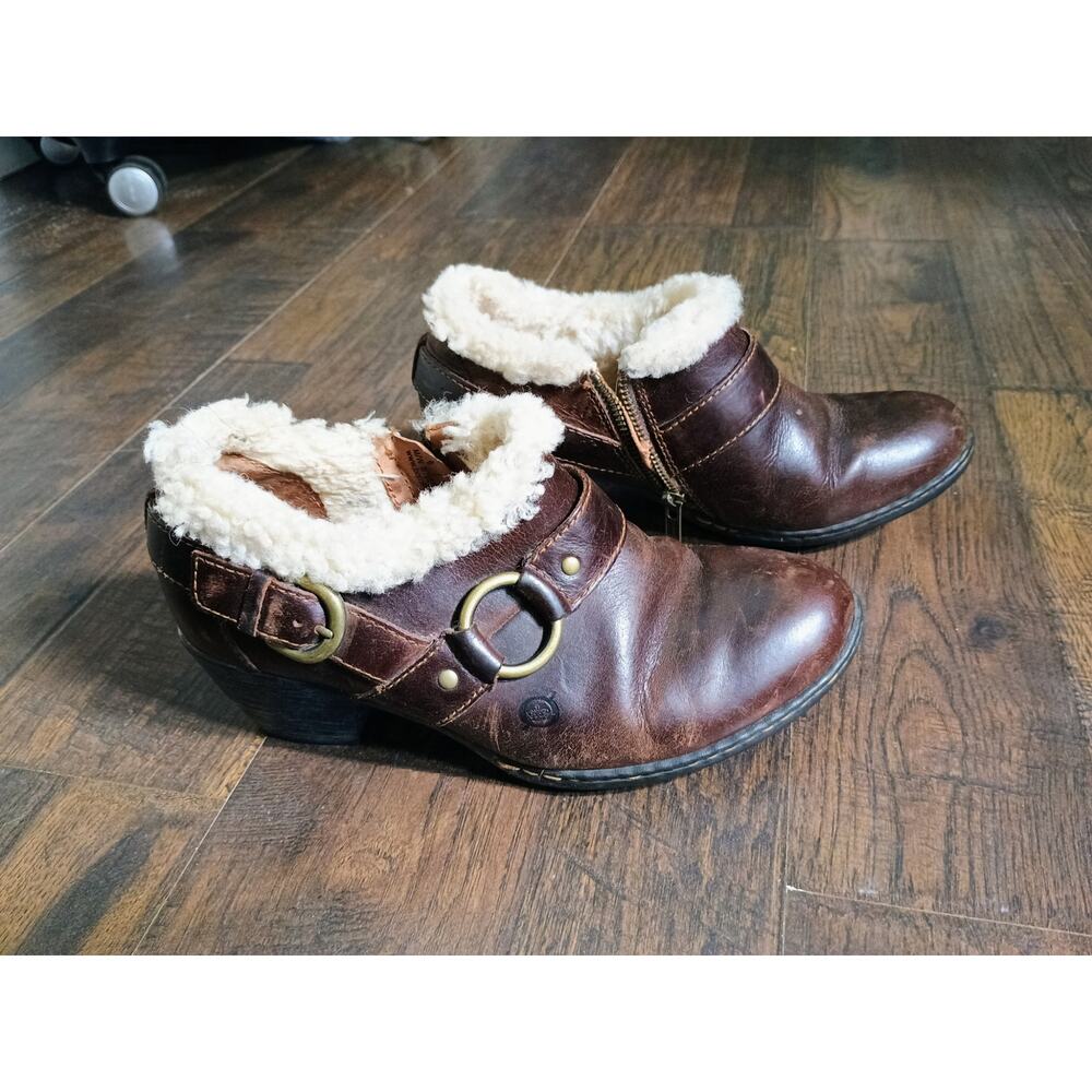 Born Womens Cita Shearling Lined Leather Bootie sz 6 brown leather - Picture 3 of 7